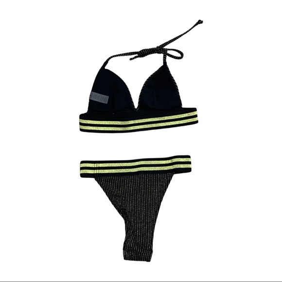 South Beach Black / Gold Bikini 2 Piece Swimsuit cheeky - Picture 2 of 6